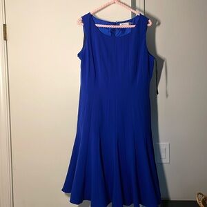 Calvin Klein sleeveless, mid-calf length, royal blue dress. Size 10.